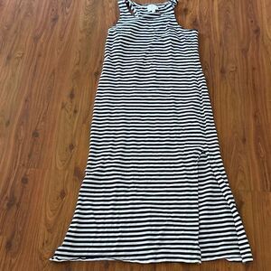 STS Sail to Sable Blue and white striped cotton maxi spandex dress tank size M